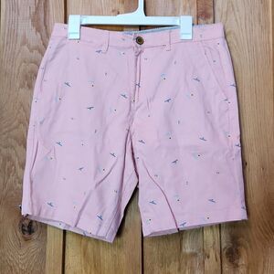 Jachs NY Bleecker Cotton Stretch Twill Golf Chino Shorts Pink & Blue Surf